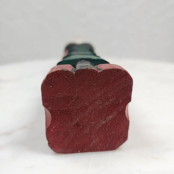 Vintage Folk Art Pencil Santa 13" Red Green Christmas Tree Carved Wood 1975 - Picture 11 of 16